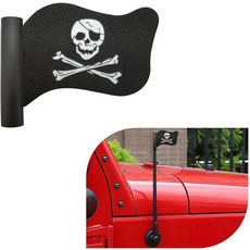 포브티 해적 깃발 자동차 안테나 토퍼 스컬 크로스본스 패튼 자동차 안테나 토퍼 대부분의 차량을 위한 멋진 해적 깃발 모양의 자동 안테나 볼 범용 자동차 액세서리 1 PCS