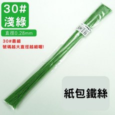 紙包鐵絲 花藝鐵絲 淺綠/深綠/咖啡/白色 40cm 約100支/包, 30#【淺綠】整包
