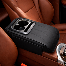 모토녹스 롱바디형 자동차 콘솔박스 팔걸이 쿠션 컵홀더, 1개, 시크 블랙