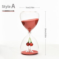 創意15分鐘紅櫻桃沙漏計時器聖誕糖果玻璃沙漏家居裝飾擺件, sl2065 櫻桃款紅紗 15分鐘:sl2065 櫻桃款紅紗 15分鐘