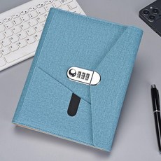 活頁本 密碼活頁本 帶鎖日記本 多功能筆記本 商務記事本 可定製筆記本, 1個, A5藍色密碼活頁本, 藍色