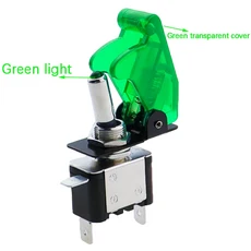자동 보트 조명 Led 토글 스위치 안전 항공기 플립 업 커버 가드 빨간색 파란색 녹색 12V20A, 05 transparent green