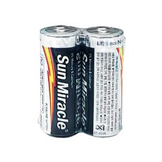 [건전지] 썬미라클 SUN MIRACLE LR1 N사이즈 알카라인 벌크 2개입 1.5V, 2개