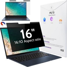 169 컴퓨터 모니터용 Peslv 마그네틱 노트북 개인 정보 보호 화면 13.3인치 13인치 탈착식 눈부심 방지 보호기 블루 라이트 필터 쉴드 레노버 Hp 델 에이서 에이수스, Black Privacy for Laptop, 16" 16:10 Aspect