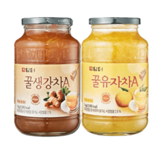 담터 꿀유자차1kg+꿀생강차1kg 겨울차 사무실탕비실, 1개, 1개, 1kg