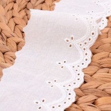 베어스스토어 흰색 면 레이스 원단 폭 7cm, 흰색 레이스 폭 7cm, 1개