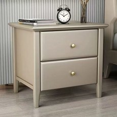 椿嶼 美式香檳色床頭櫃 法式輕奢實木床邊櫃 臥室收納儲物櫃 免組裝, 1個, 【香檳金】現代美式02#