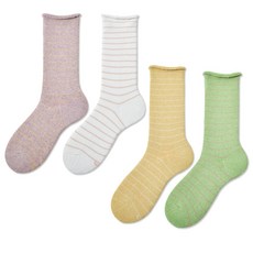 [필로이] 여자 조임없는 도톰한 쿠션 기모 장목 양말 혼합 4켤레 세트