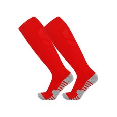 防滑實戰足球襪 男款高筒專業運動襪 加厚毛巾底 長筒兒童足球襪, 紅,S碼適合鞋碼28-33）, 1個
