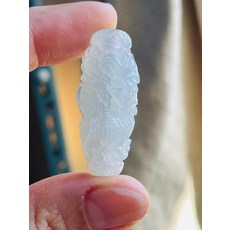 天然A貨老坑白冰翡翠掛件 精雕龍紋玉珮 淡綠色冰種玉石吊墜, 天然A貨玉 老坑白冰手工環繞滿雕一條龍翡翠龍珠/天珠 冰種白月光 清透純色 冰透剛光, 1個