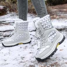 雪靴男女款中筒保暖防水防滑雪地靴子戶外防潑水止滑登山鞋情侶大尺碼休閒防寒厚底雪地鞋工作馬丁靴時尚韓國增高寬楦加絨女長靴, 無具體規格, 銀色