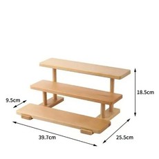 木質階梯式置物架 茶具展示架, 原木色 39.7*25.5*18.5cm, 1個