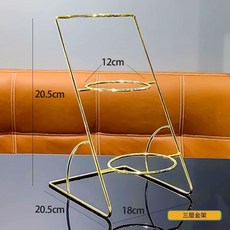 고급스러운 2단 트레이 세트 진열 접시 디저트 토핑 과일 뷔페, 1개, G. 3단 골드 프레임