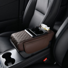 LFORE 차량용 콘솔박스 쿠션 팔걸이 컵홀더, 1개, 브라운