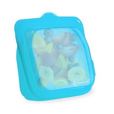 BlendQuik 재사용 가능한 실리콘 식품 보관 가방 1000ml 용량 누출 방지 냉동고 실리콘 백 청소하기 쉽고 재사용 가능한 여행용 가방 스카이 블루