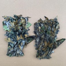 戶外薄款防曬透氣仿生樹葉迷彩手套 戰術騎車登山釣魚, 1個, 樹葉手套1對
