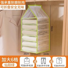 衣櫥收納掛袋 強承重耐磨耐用 可折疊, 升級加大6格-仙蹤綠【可裝毛衣/牛仔褲/, 1個
