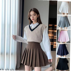 투인원치마 여성 베이직 플리츠 치마 속바지 테니스 스커트