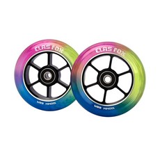 CLAS FOX Mixture Wheels 88A 프로 스턴트 스쿠터 휠 한 쌍 ABEC-9 베어링 CNC 금속 코어 (2개) (레드+옐로우+블루 100mm) 100228