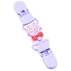 KIDS PARK 雙頭防掉夾 可愛造型奶嘴夾 嬰兒奶嘴防掉鏈 安全材質 多款可選, 2歲以下, 紫色棒糖, 1個