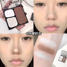 隔日配 QMN 墜落夜空修容盤 三色修容盤 啞光 修容自然 臉部提亮 鼻影 眼影 凹陷修飾 庫柏醬萌選, 1個, 03#椰奶灰