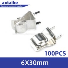 유리 튜브 퓨즈 거치대 블랙 보험 와이어 포함 5x20mm 6x30mm 6A 10A 125V 6x30 소켓 클램프 박스, 04 6x30mm  -100pcs