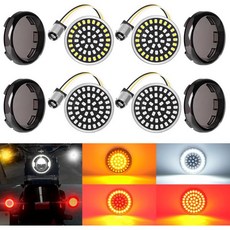 2인치 턴 시그널 48LED 전후 1157 4개 스모크 렌즈 커버 포함 할리 데이비슨 투어링 스트리트 글라이드 로드 킹 스포츠스터 아이언 883 다이나 소프트엘 1986-202