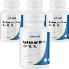 nutricost 蝦紅素軟膠囊 12mg, 4個, 60顆, 12毫克