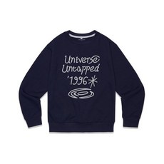 UNTAPPED STUDIO 유니버스 레터링 소프트 테리 맨투맨 티셔츠 네이비 275899