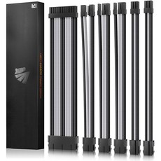 케이블 연장 호환 ASIAHORS 16AWG PSU 전원 코드 맞춤형 공급 모드 슬리브 ATX 공급용 ATXEPS8핀 PCI-E6핀 PCI-E 흰색, White-black