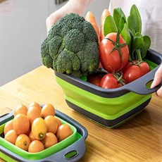영스픽 접이식 채반 쌈채소그릇, 대 블루 사각, 1개