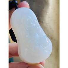 和闐玉 Q潤羊脂白彌勒佛/佛公和田玉50g 老熟Q糯白玉 通透溫潤 福祿牌形, 1個