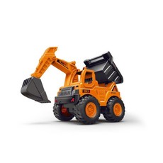 慣性挖掘機翻鬥車工程車仿真越野滑行模型兒童男孩玩具車-好評率超99%臺灣出貨, 橘色翻斗車挖掘機, 1個