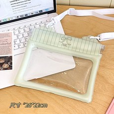 高顏值手機防水袋大號可斜挎氣囊腰包魔術貼密封游泳漂流防水套, 1個, 蝴蝶結綠色