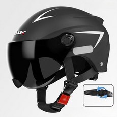 반모헬멧 오토바이헬멧 오픈페이스헬멧 스쿠터헬멧 고글포함, 블랙블랙고글