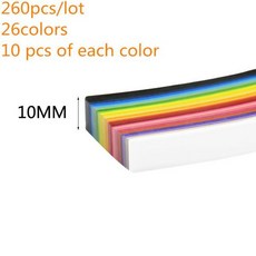 260 Pcs 종이 접기 수제 어린이 DIY 미술 공예 혼합 색상 스크랩북 줄무늬 퀼링 디자인 도구 컬러 스트립 4, 04 260pcs 10mm