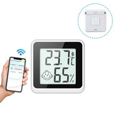 측량&분석 블루투스 모니터링 미니 온도계 습도계 미터 LCD 디지털 실내 온도 습도 센서 룸 게이지 기상 관측 장치, [01] With Bluetooth Black, 1개