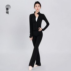 피겨연습복 스케이트 트레이닝 여성 스케이팅 훈련복, 1개, 블랙 [상의 + 바지 세트]