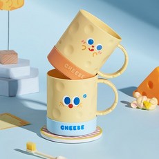 可愛奶酪刷牙杯情侶洗漱杯高顏值家用兒童牙杯學生宿舍刷牙漱口杯, 1個, 圓形奶酪漱口杯：440ML,單個裝：藍底奶酪杯