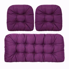 야외 방수 원단 벤치 쿠션 등받이 세트 정원용 방석 2인용, 퍼플