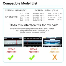 메르세데스 벤츠 A B C E 클래스 GLA CLA GLK SLK CLS W204 W176 W246 X204 C117 NTG4.5 4.7용 ANYFAR 무선, 01 NTG4.5 4.7