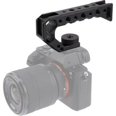 포트가 5.5인치 핫슈 탑 핸들 비디오 스테빌라이저 DSLR 미러리스 카메라 케이지 마이크 모니터 EVF용 1420 3816 구멍 콜드 슈 마운트 15mm 로드, 포트가 5.5인치 핫슈 탑 핸들 비디오 스테빌라이저 D