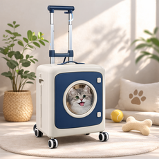 반려동물 트롤리 캐리어 고양이 강아지이동가방 대용량 바퀴형, 1개, 블루