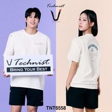 테크니스트 티셔츠 배드민턴 반팔 상의 코튼라이크 오버핏 아이보리 TNT6558 남녀공용