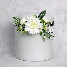 포유더샵 납골함장식모음 납골당 리스 유골함 납골당꾸미기 봉안당 추모꽃 조화장식 코너형, 납골함장식-다알리아장미-크림