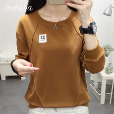 나바바 NT1441 여성 심플 베이직 무지 라운드넥 긴팔 맨투맨