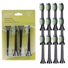 주주미엘 필립스 소닉케어 전동칫솔 호환 리필모 4개입, 4세트, 옵티멀 블랙