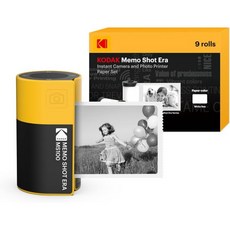 KODAK 메모 샷 ERA 키즈 인스턴트 디지털 카메라 및 사진 라벨 프린터 흰색롤 원터치 라벨 카트리지 1개 포함 카메라, Camera + 10 Rolls, Yellow