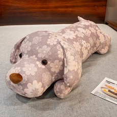 趴狗造型長抱枕 柔軟舒適側睡夾腿枕, 三層紗趴狗長抱枕,70cm
