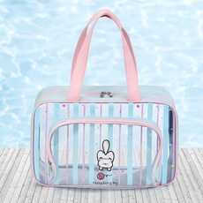 乾溼分離洗澡包洗漱包女大容量健身游泳包新款浴兜手提防水收納袋, 藍粉